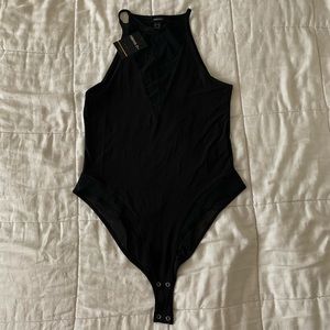 NWT Deep V Neck Mesh Bodysuit